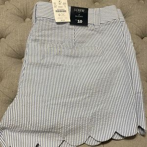 Women's J. Crew Factory Scalloped Seersucker Shorts sz 10 NWT